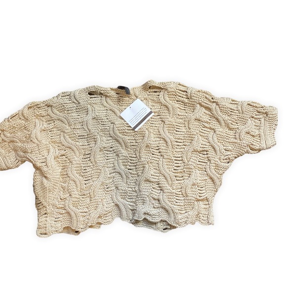 NWT Lafayette 148 hand knit silk cropped open sweater - Picture 2 of 7